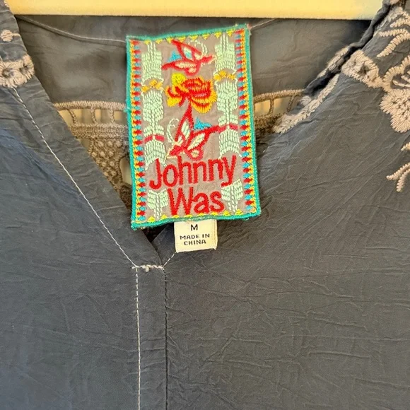Johnny Was Charcoal Embroidered Blouse - Picture 2 of 4